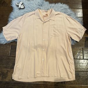 Tommy Bahama Mens Shirt Orange Button Down 100% Silk Shirt Size XL Short Sleeve